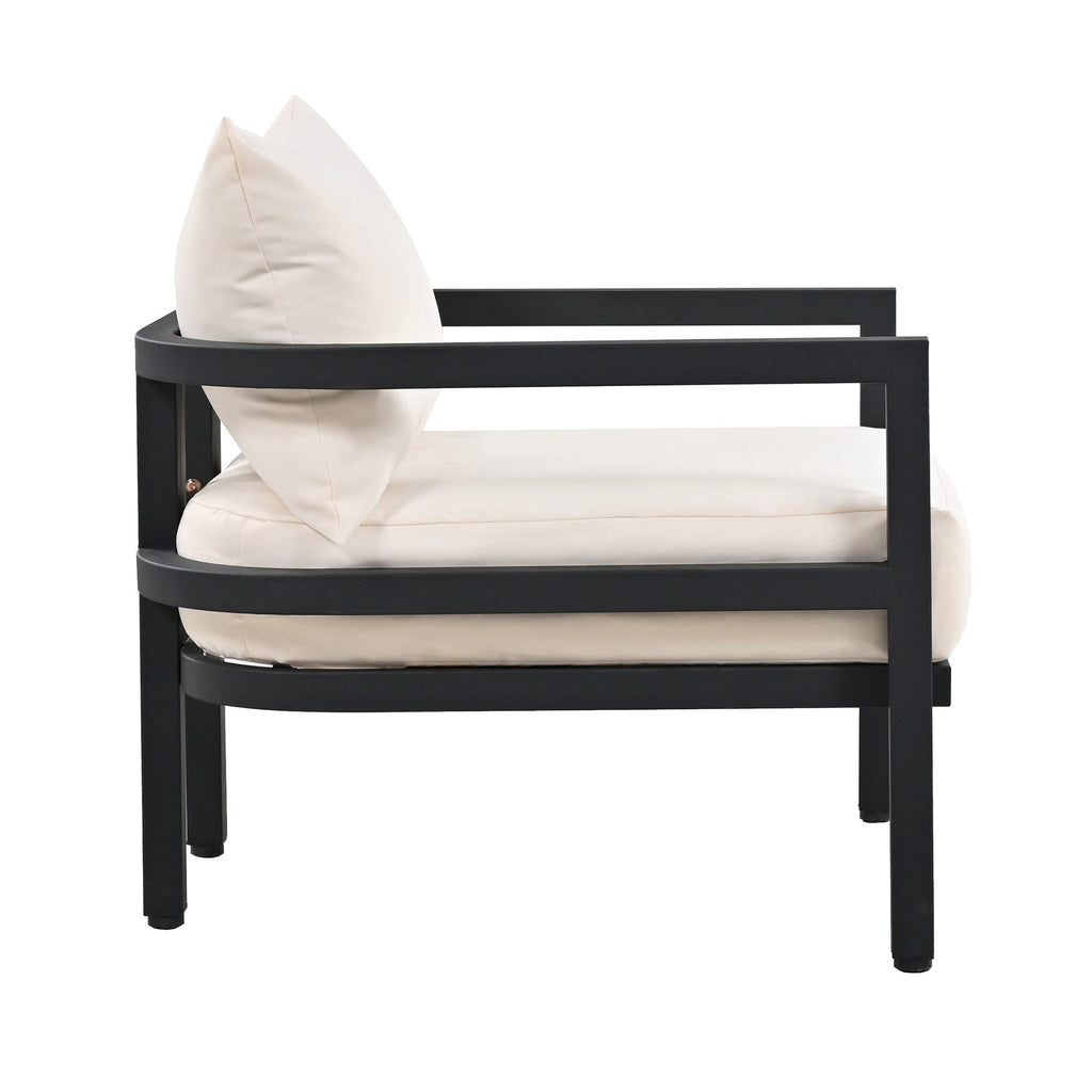 Ensemble de canapés d'extérieur 4 pièces 5 places en acier avec table basse, imperméable, antirouille et anti-UV