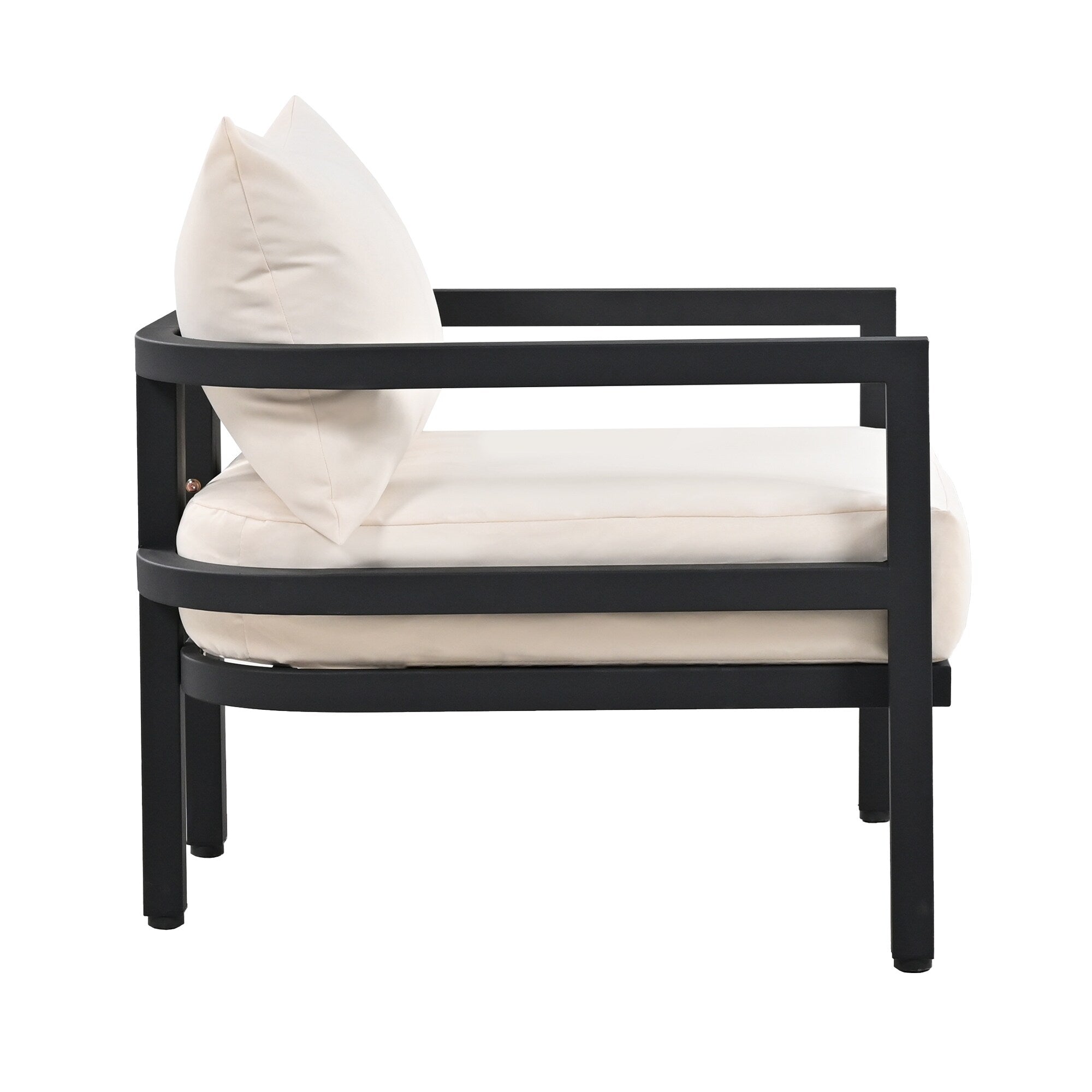 Ensemble de canapés d'extérieur 4 pièces 5 places en acier avec table basse, imperméable, antirouille et anti-UV