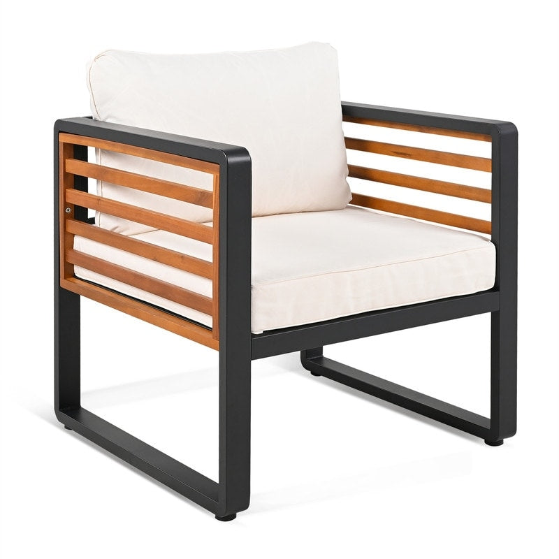 Ensemble de meubles de patio extérieur 4 pièces, ensemble bistro, ensemble de conversation de patio avec table basse et coussin amovible, ensemble de sièges d'extérieur