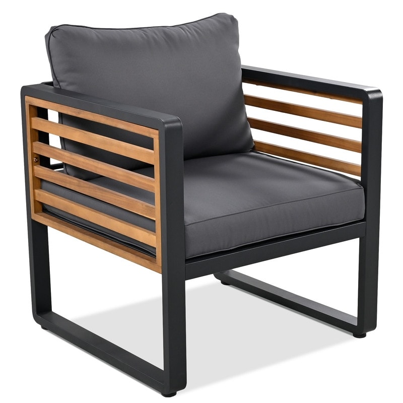 Ensemble de meubles de patio extérieur 4 pièces, ensemble bistro, ensemble de conversation de patio avec table basse et coussin amovible, ensemble de sièges d'extérieur