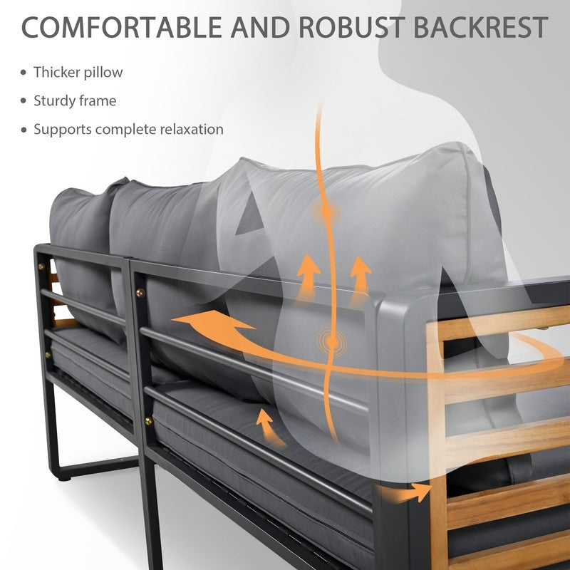 Ensemble de meubles de patio extérieur 4 pièces, ensemble bistro, ensemble de conversation de patio avec table basse et coussin amovible, ensemble de sièges d'extérieur