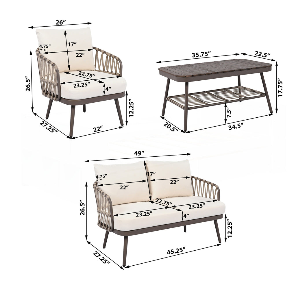 Ensemble de meubles de patio extérieur 4 pièces