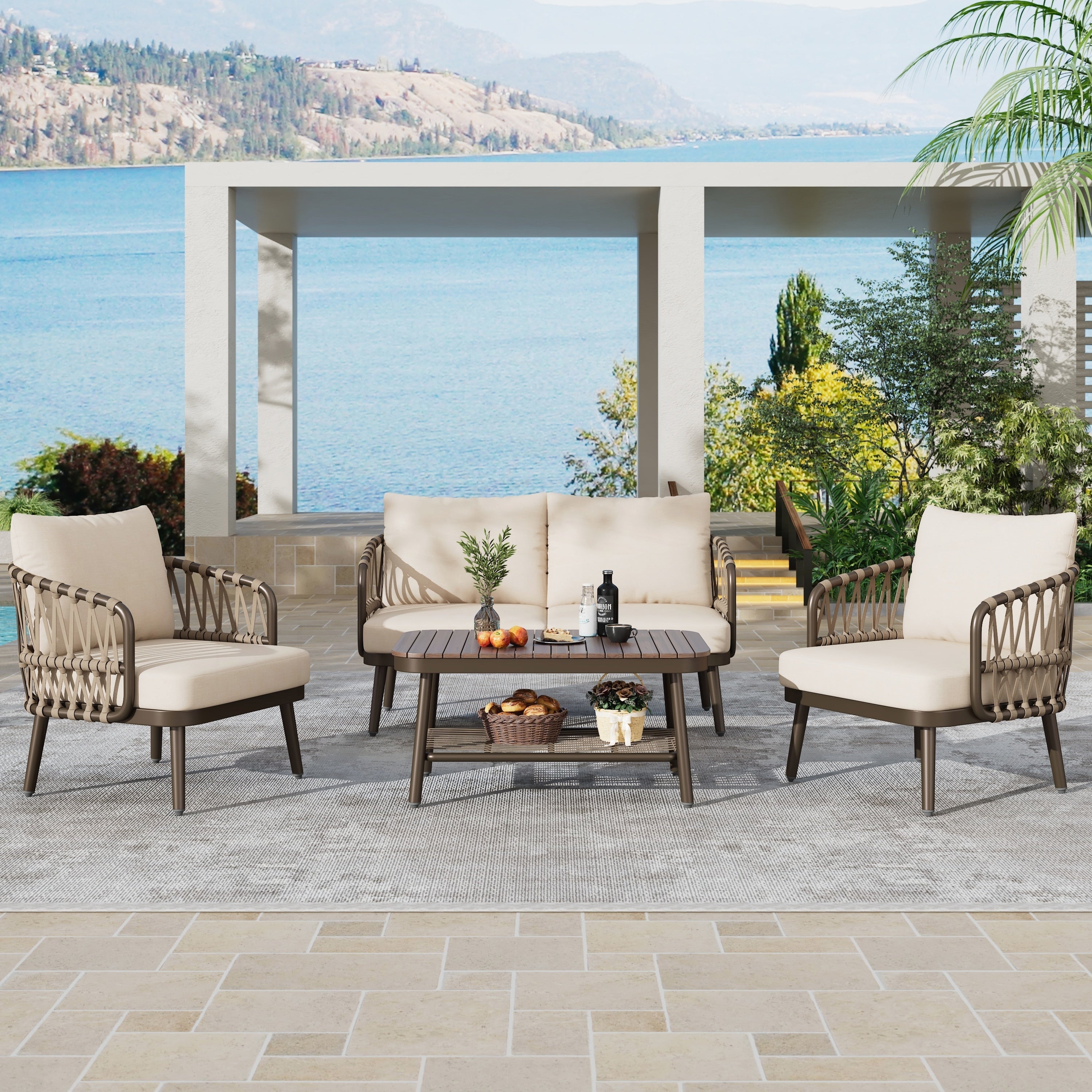 Ensemble de meubles de patio extérieur 4 pièces