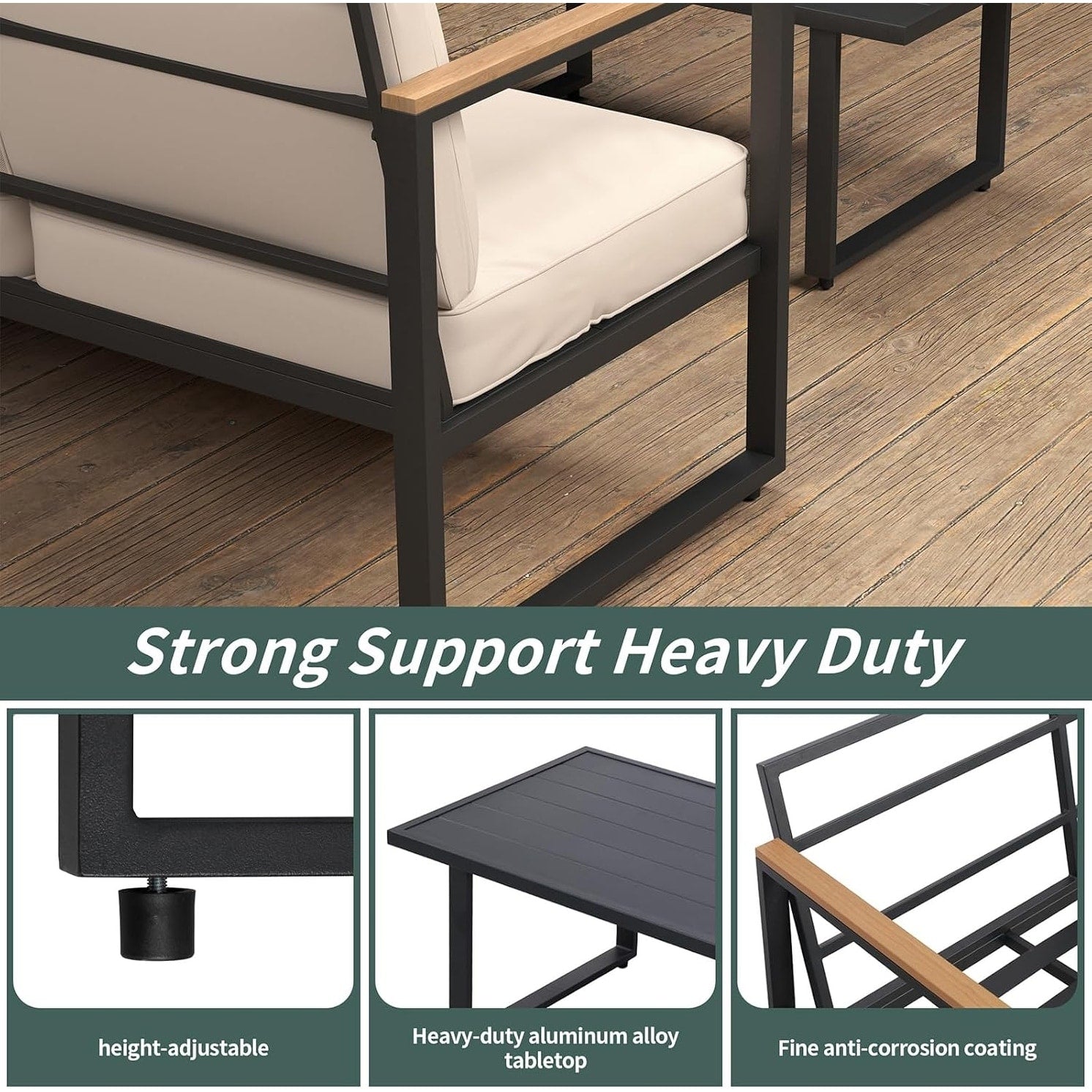 Ensemble de 4 meubles de patio d'extérieur en métal