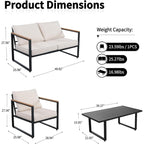 Ensemble de 4 meubles de patio d'extérieur en métal