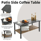 Ensemble de meubles de jardin en rotin 4 pièces, coussins épais et table d'appoint : 1 table, 2 chaises simples et 1 causeuse.