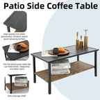 Ensemble de meubles de jardin en rotin 4 pièces, coussins épais et table d'appoint : 1 table, 2 chaises simples et 1 causeuse.