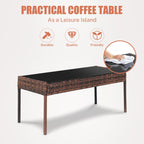 Ensemble de meubles de patio extérieur en osier 4 pièces avec table, causeuse et 2 chaises