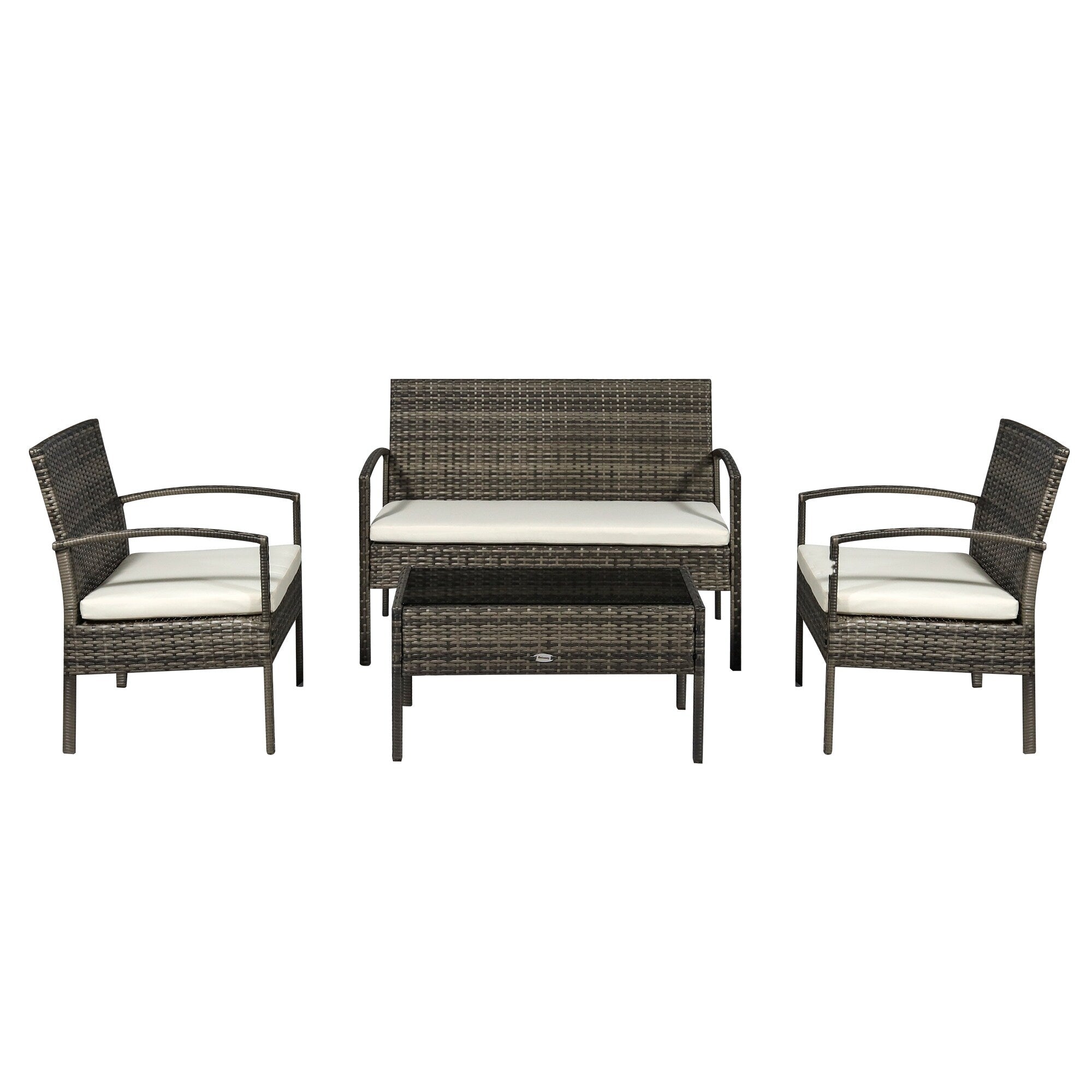 Ensemble de conversation pour patio extérieur en rotin et osier, 4 pièces