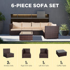 Ensemble de salon de jardin 4 pièces avec coussins épais, canapé d'extérieur en osier et table basse