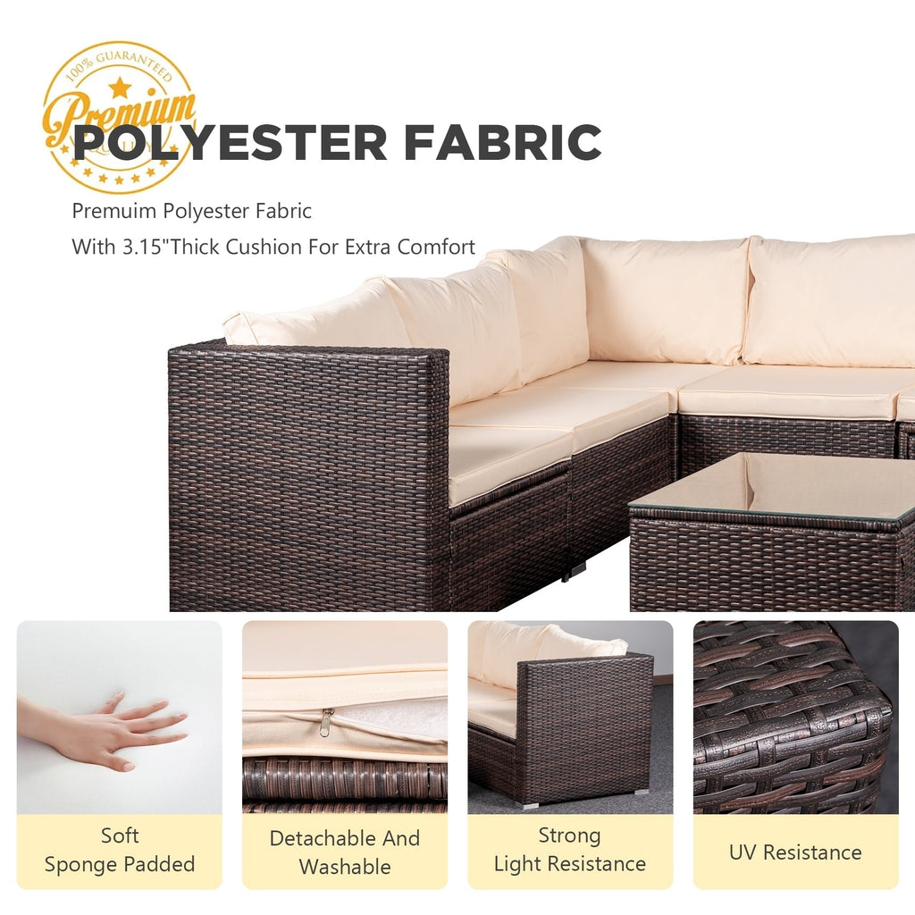 Ensemble de salon de jardin 4 pièces avec coussins épais, canapé d'extérieur en osier et table basse