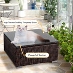 Ensemble de salon de jardin 4 pièces avec coussins épais, canapé d'extérieur en osier et table basse