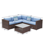 Ensemble de salon de jardin 4 pièces avec coussins épais, canapé d'extérieur en osier et table basse