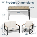 Ensemble de conversation de patio 4 pièces avec coussins et chaises berçantes