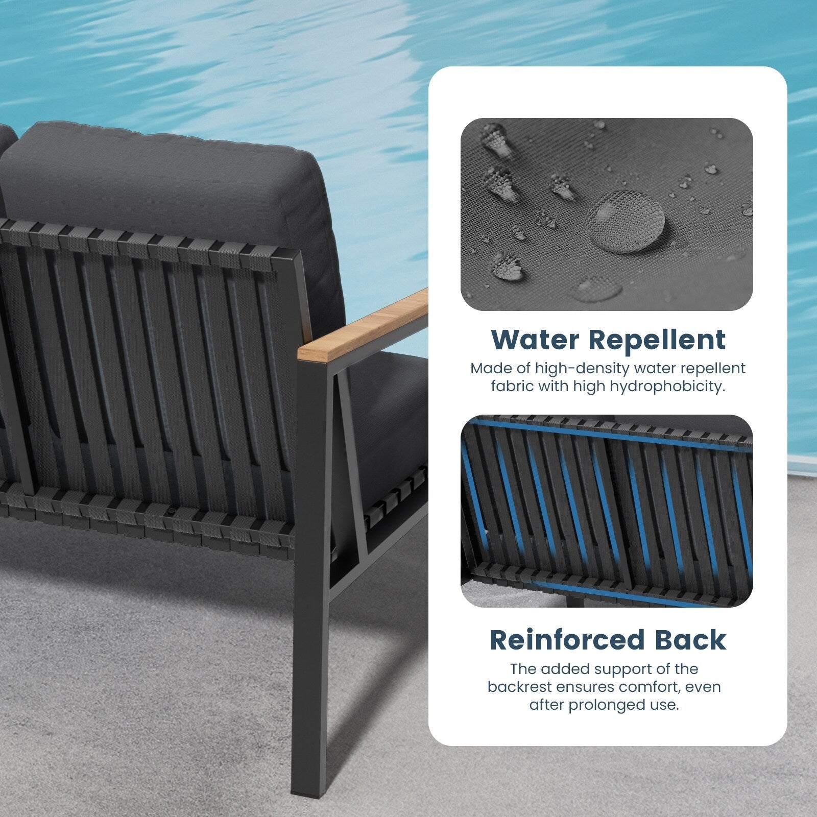 Ensemble de conversation de patio 4 pièces avec coussins et chaises berçantes