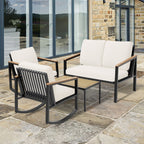 Ensemble de conversation de patio 4 pièces avec coussins et chaises berçantes