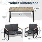 Ensemble de conversation de patio 4 pièces avec coussins et chaises berçantes