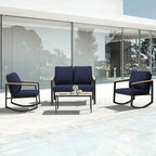 Ensemble de conversation de patio 4 pièces avec coussins et chaises berçantes