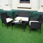 Ensemble de 4 meubles de jardin en osier, sectionnels et en rotin, avec coussins, pour jardin