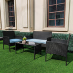 Ensemble de 4 meubles de jardin en osier, sectionnels et en rotin, avec coussins, pour jardin