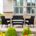 Ensemble de 4 meubles de jardin en osier, sectionnel et en rotin avec coussins