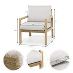 Ensemble de conversation de patio 4 pièces en aluminium à grain de bois avec dossier et coussins en rotin