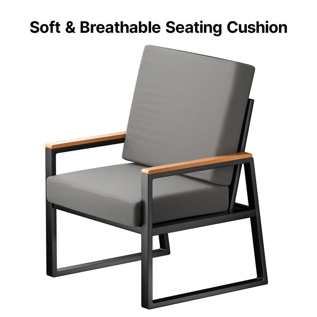 Salon de jardin 4 pièces en bois massif avec housses de coussin amovibles