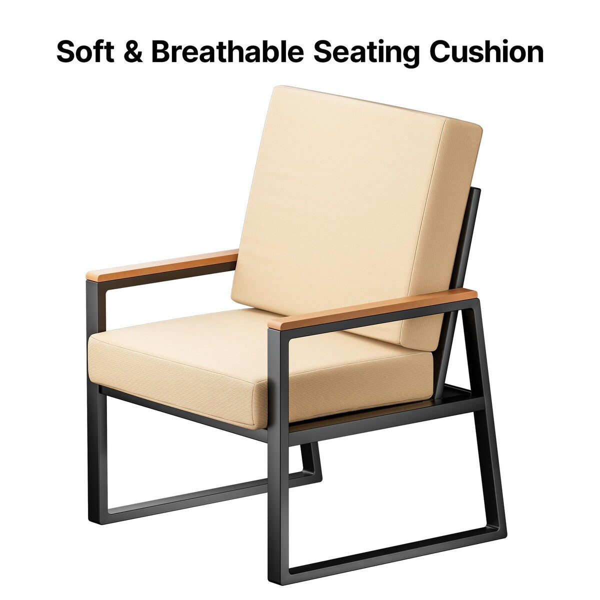 Salon de jardin 4 pièces en bois massif avec housses de coussin amovibles