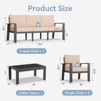 Ensemble de meubles de patio 4 pièces Ensemble de meubles d'extérieur en aluminium