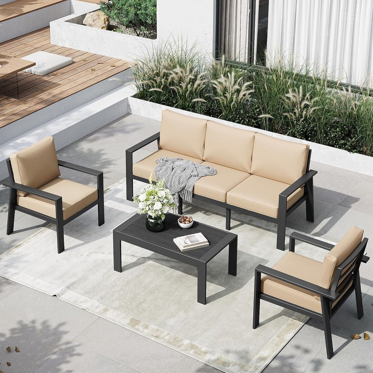 Ensemble de meubles de patio 4 pièces Ensemble de meubles d'extérieur en aluminium