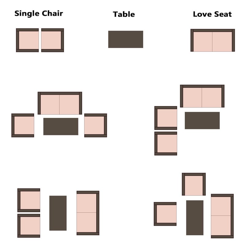 Ensemble de meubles de patio 4 pièces en rotin et osier Ensemble de conversation