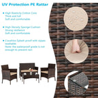 Ensemble de meubles de patio 4 pièces en rotin et osier Ensemble de conversation