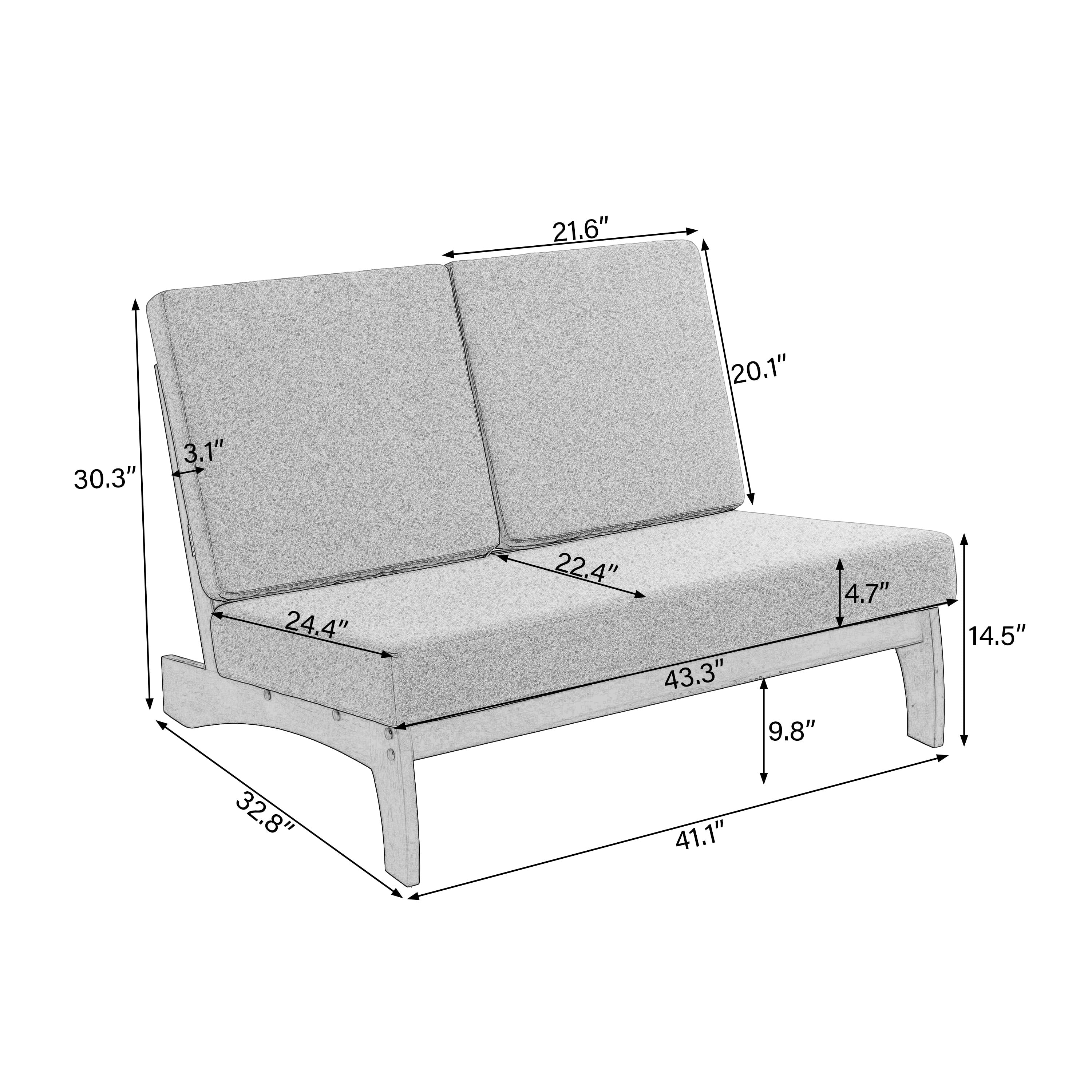 Ensemble de canapé sectionnel en bois 4 pièces pour patio avec coussin