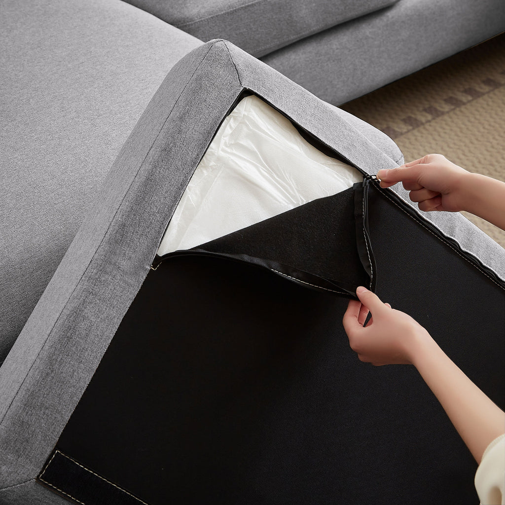 Canapé sectionnel 4 places en U avec méridienne double pour salon