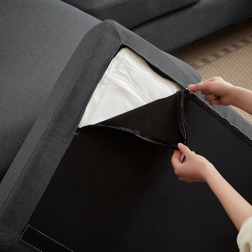 Canapé sectionnel 4 places en U avec méridienne double pour salon