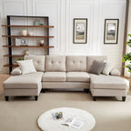 Canapé sectionnel 4 places en U avec méridienne double pour salon