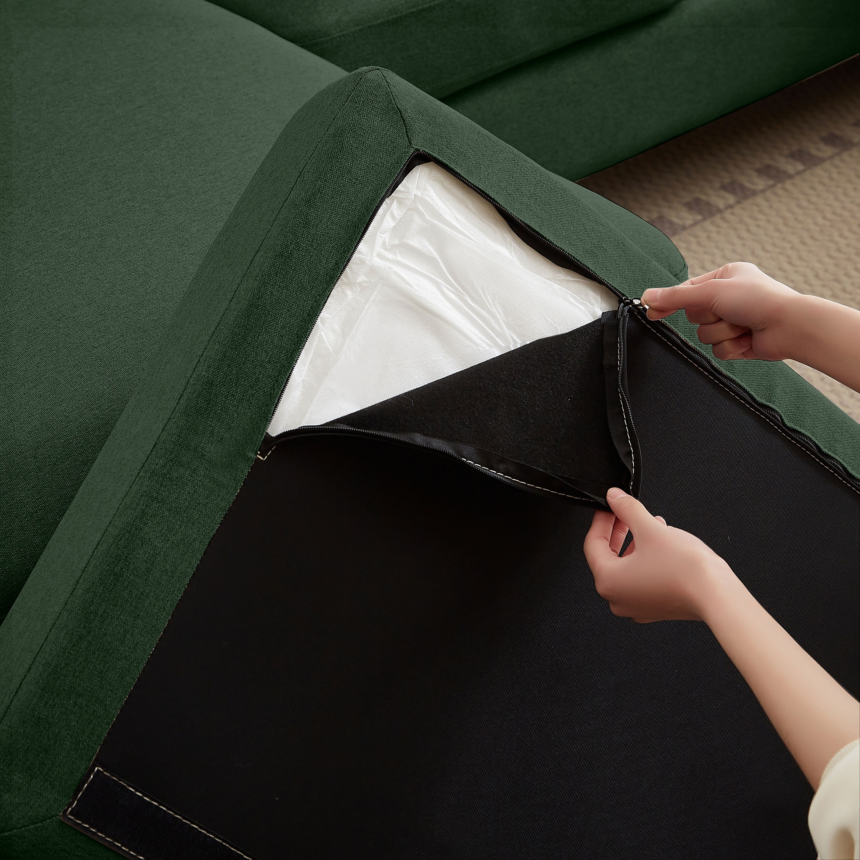 Canapé sectionnel 4 places en U avec méridienne double pour salon