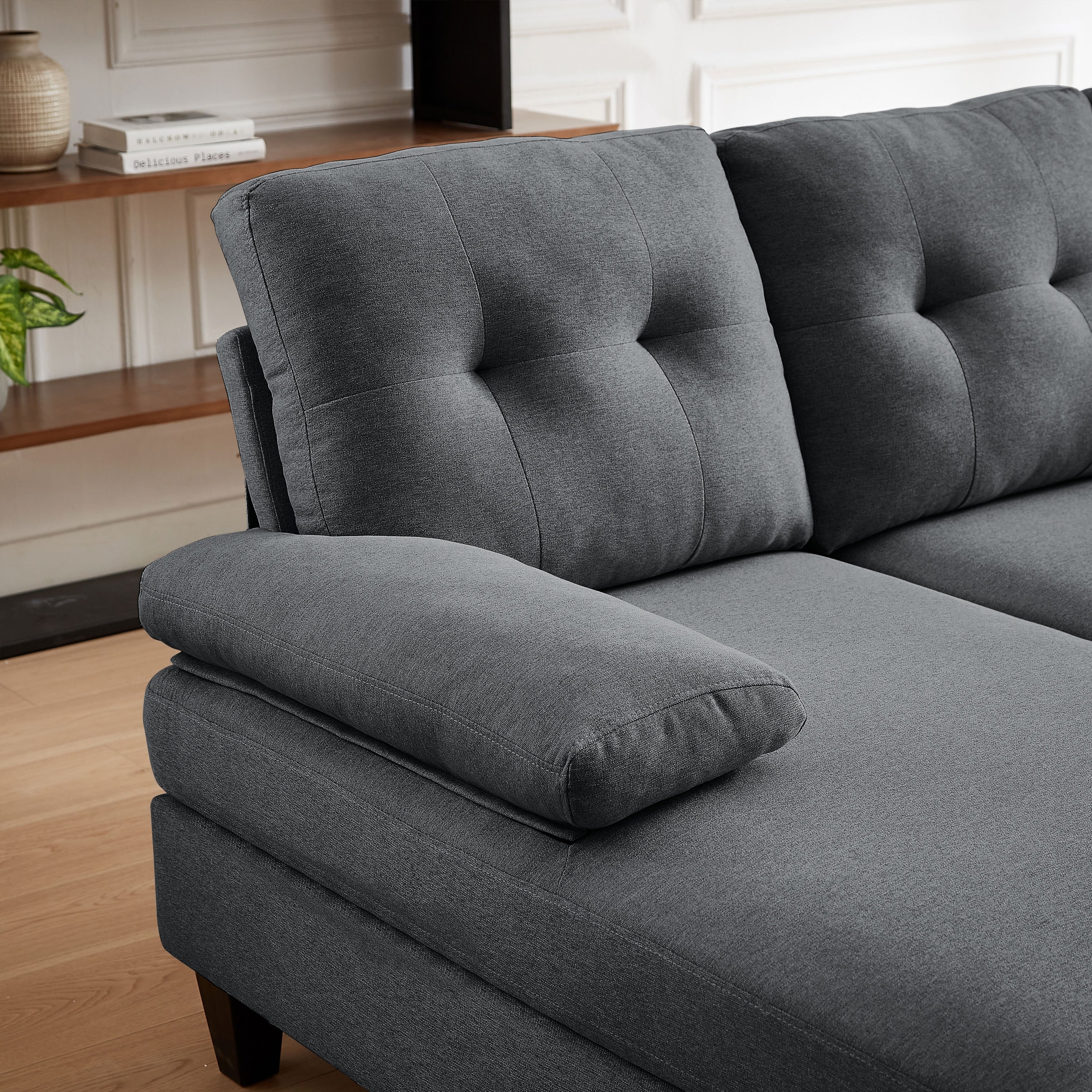 Canapé sectionnel 4 places en U avec méridienne double pour salon