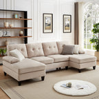 Canapé sectionnel 4 places en U avec méridienne double pour salon