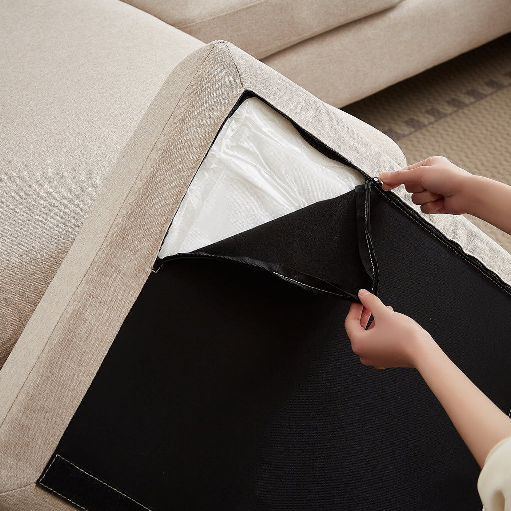 Canapé sectionnel 4 places en U avec méridienne double pour salon