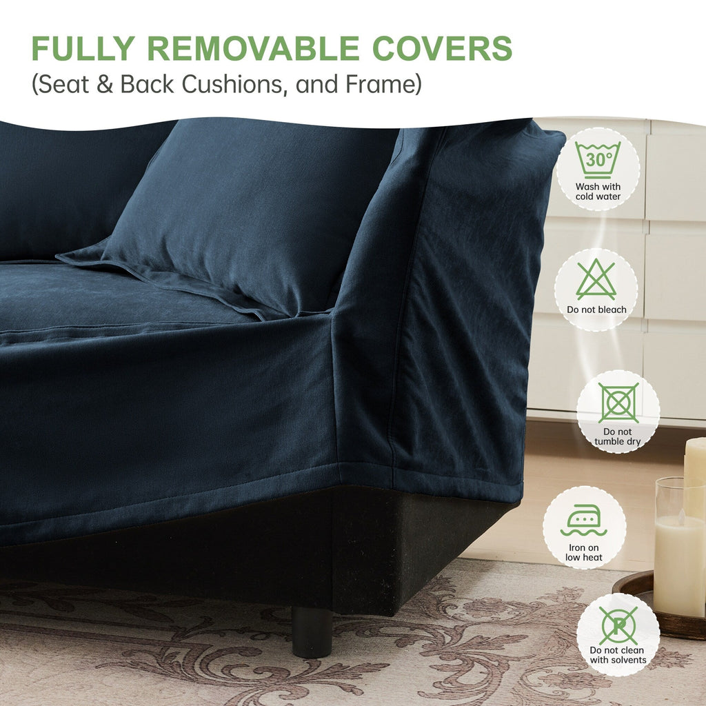 Canapé 4 places en chenille avec housse amovible pour salon