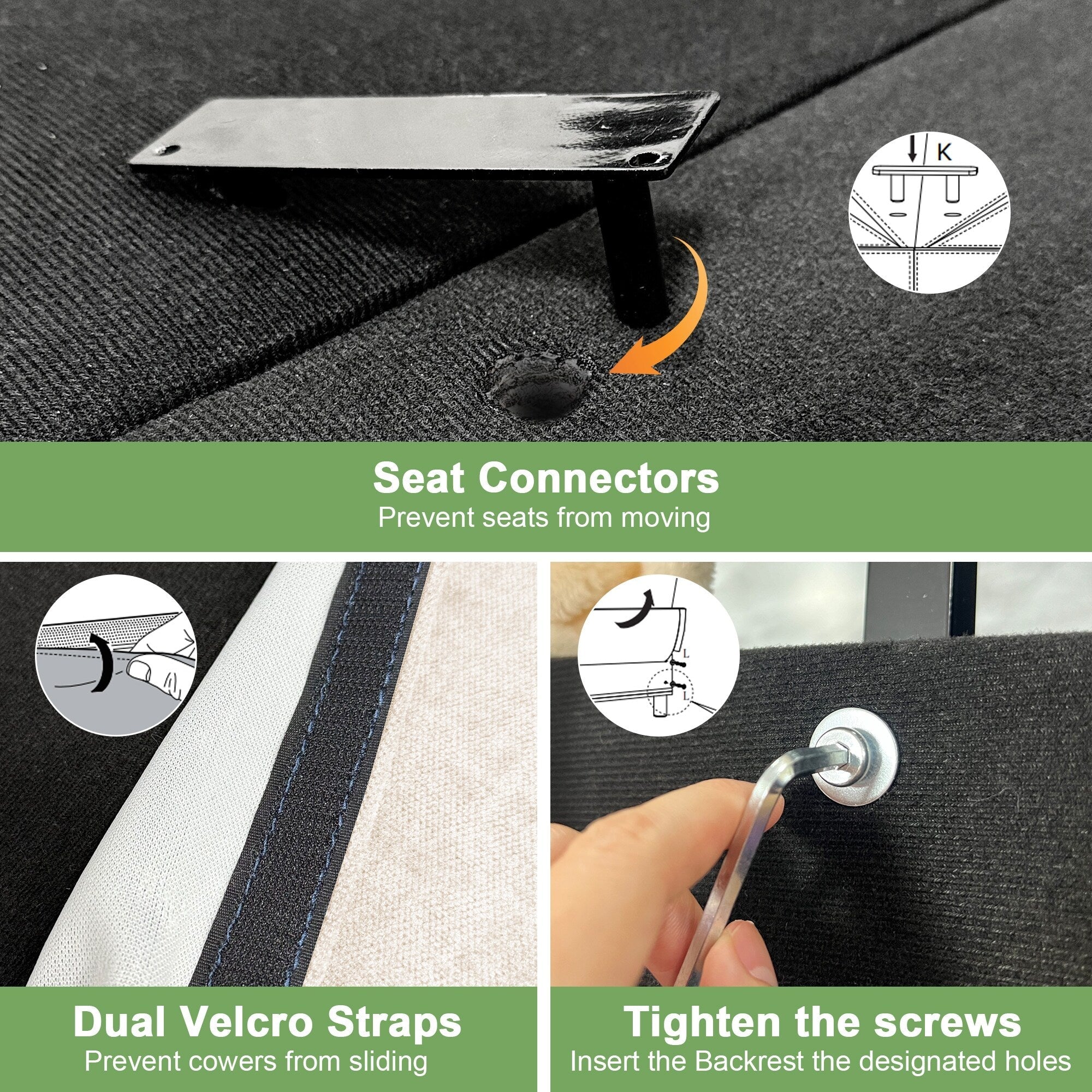 Canapé 4 places en chenille avec housse amovible pour salon