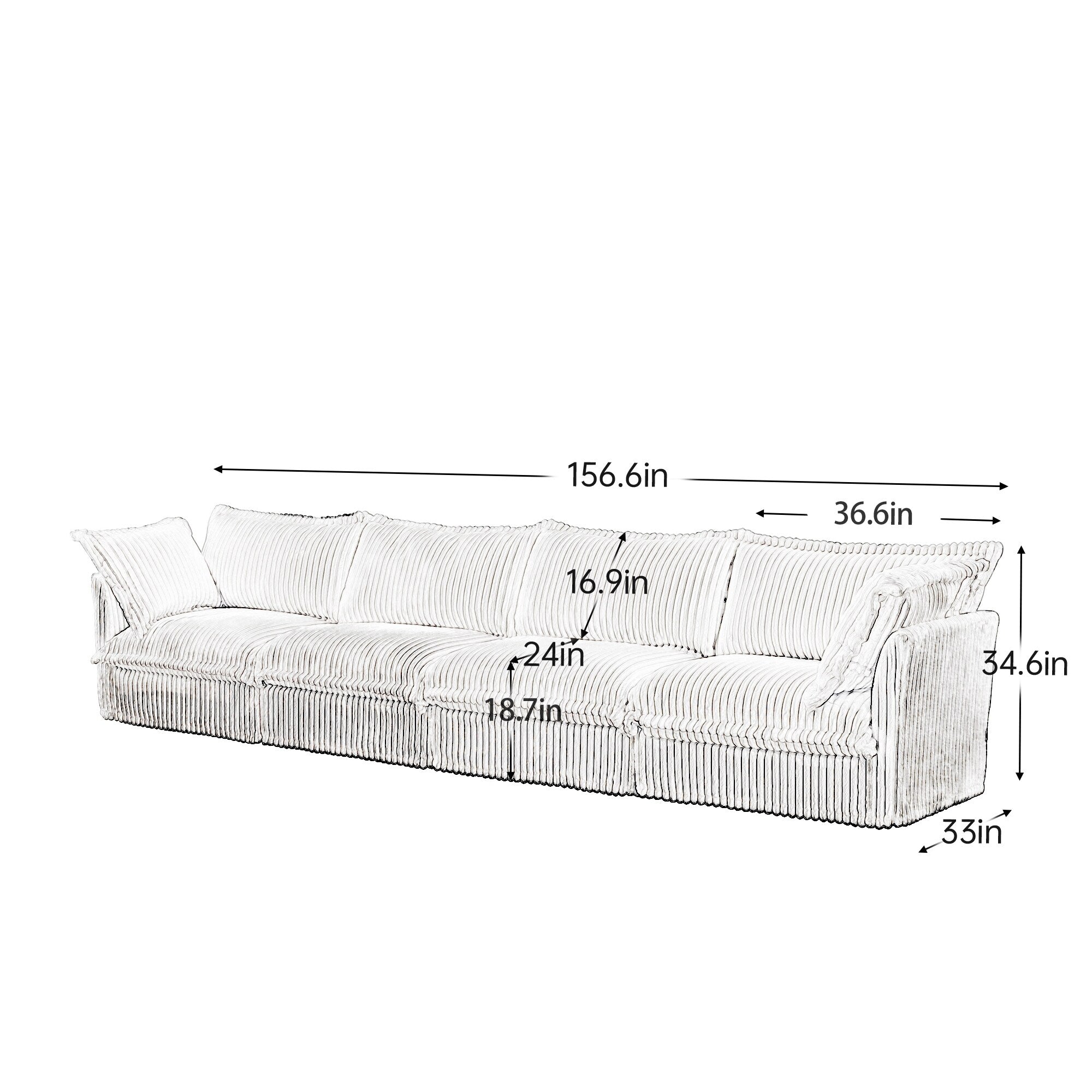 Canapé 4 places en velours côtelé extra profond pour salon