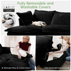 Canapé 4 places en velours côtelé extra profond pour salon