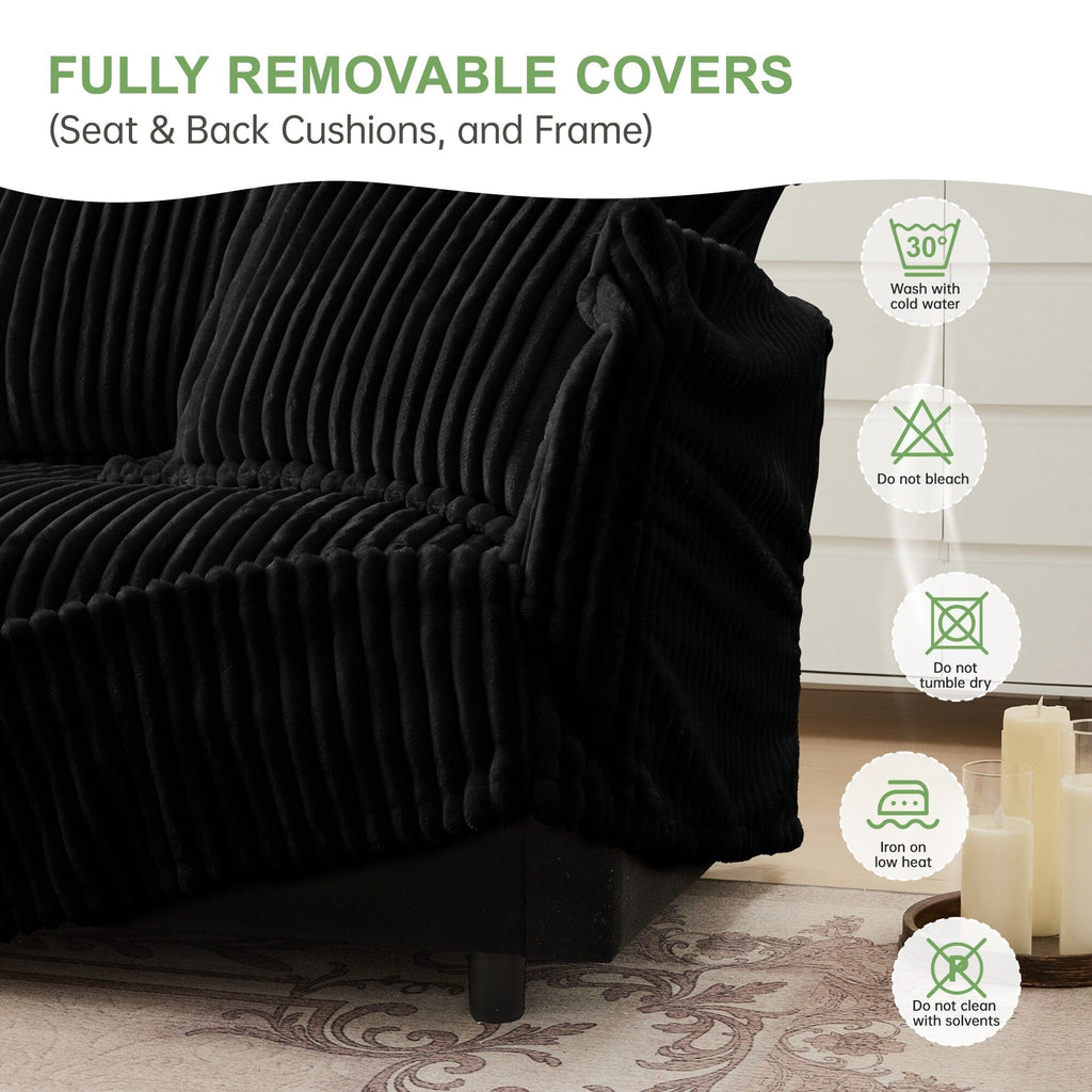 Canapé 4 places en velours côtelé extra profond pour salon