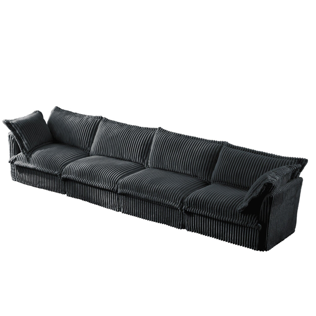 Canapé 4 places en velours côtelé extra profond pour salon