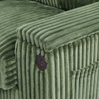 Canapé 4 places moderne en velours côtelé avec ports USB, rangement dissimulé et porte-gobelets rabattables