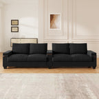 Canapé 4 places moderne en velours côtelé avec ports USB, rangement dissimulé et porte-gobelets rabattables