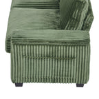 Canapé 4 places moderne en velours côtelé avec ports USB, rangement dissimulé et porte-gobelets rabattables