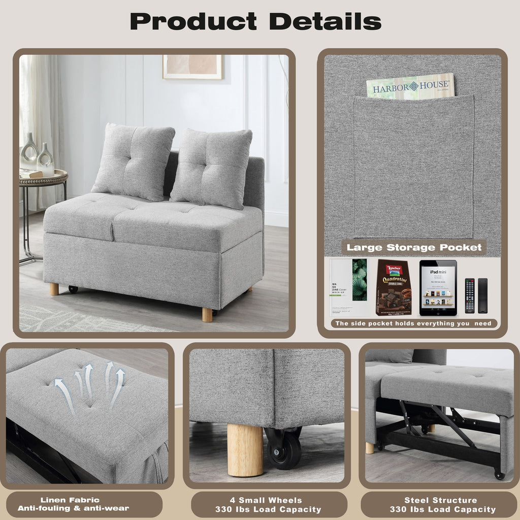 Canapé-lit convertible 4 en 1 avec dossier réglable